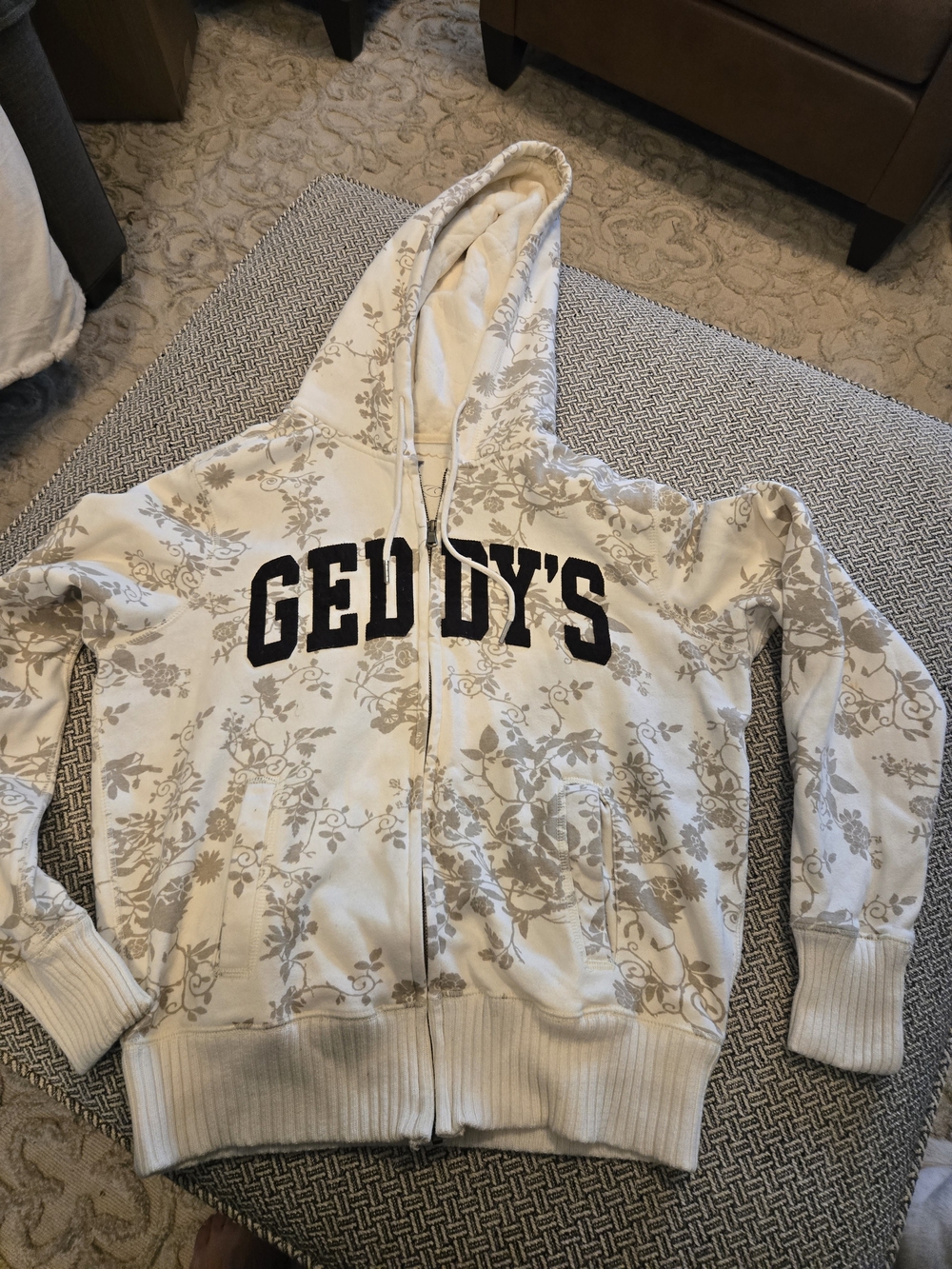 MV Sport Cream and Taupe Floral Hoodie